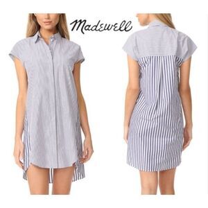 Madewell blue mixed striped shirt dress size small